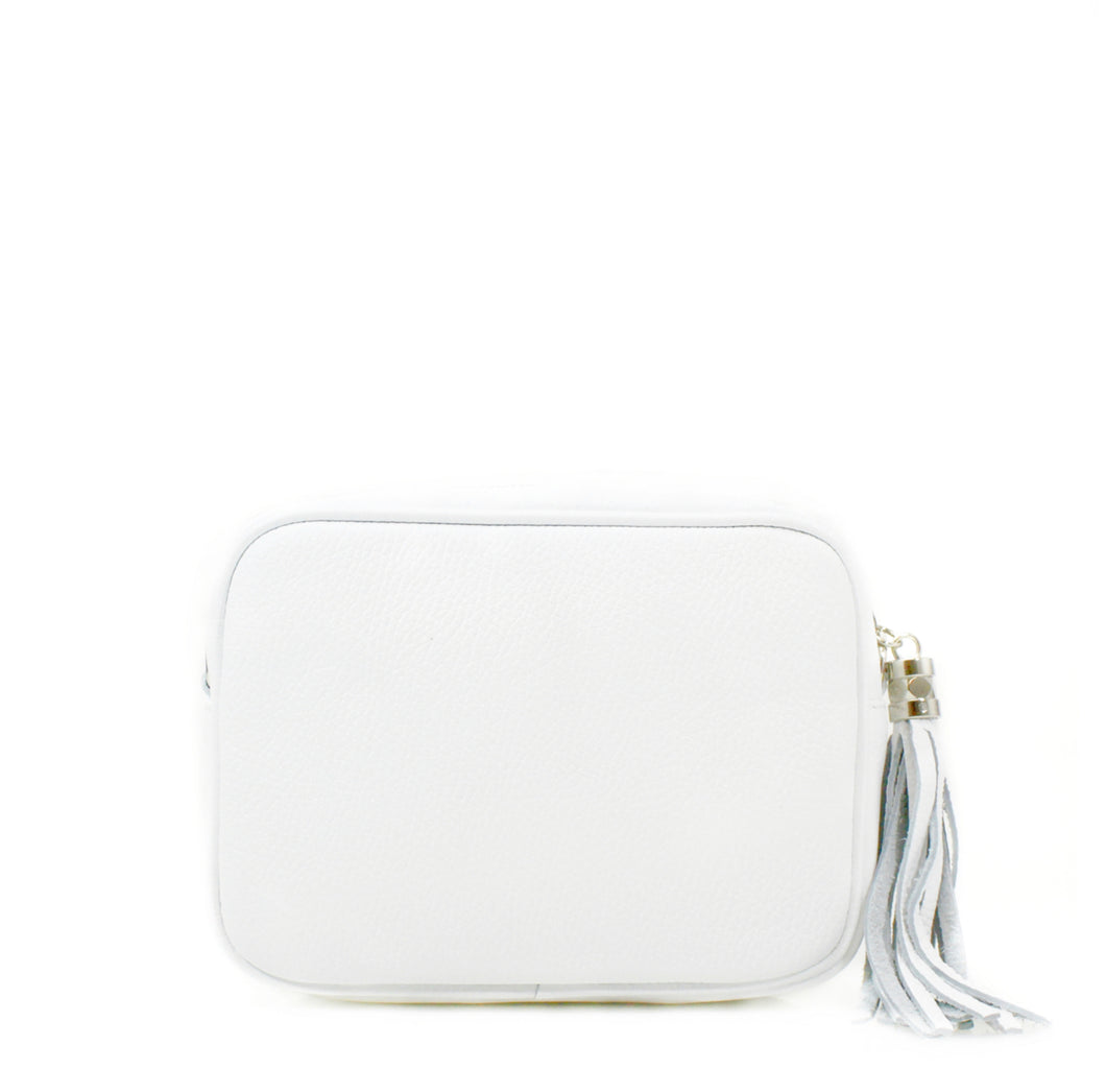 Real Leather White Crossbody Handbag