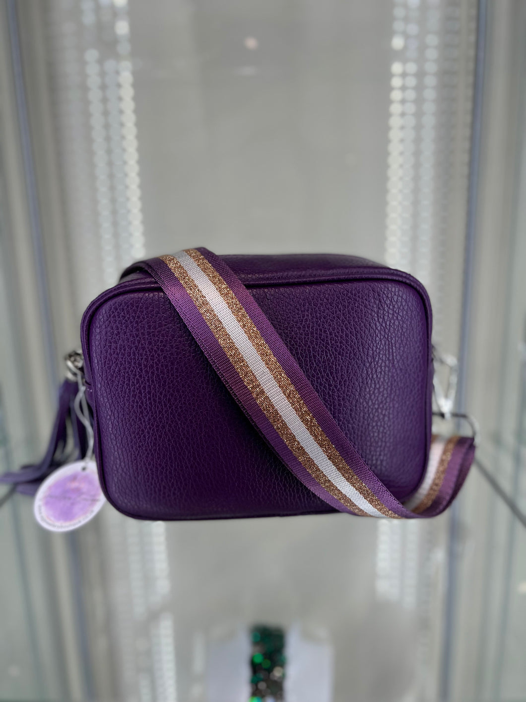 Real Leather Purple Crossbody with rose gold strap