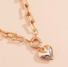 Load image into Gallery viewer, Rose Gold Heart Pendant Necklace with bolt ring clasp

