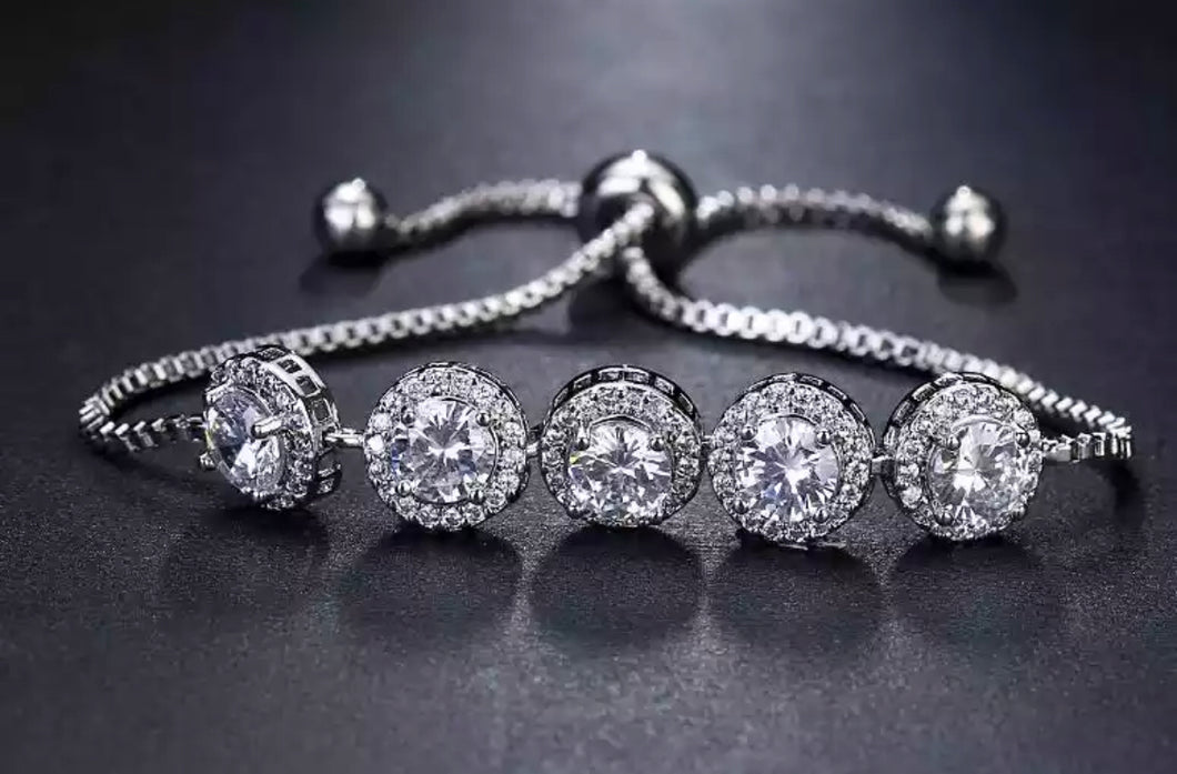 5 Stone Silver tone Diamanté Bracelet