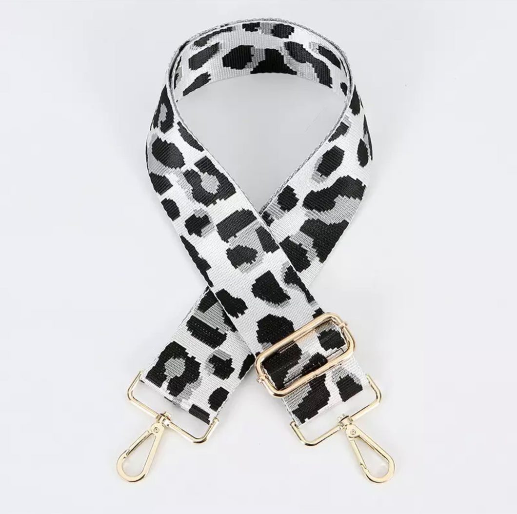 HS013 (pre order) White Leopard Print Strap (Gold Fittings)