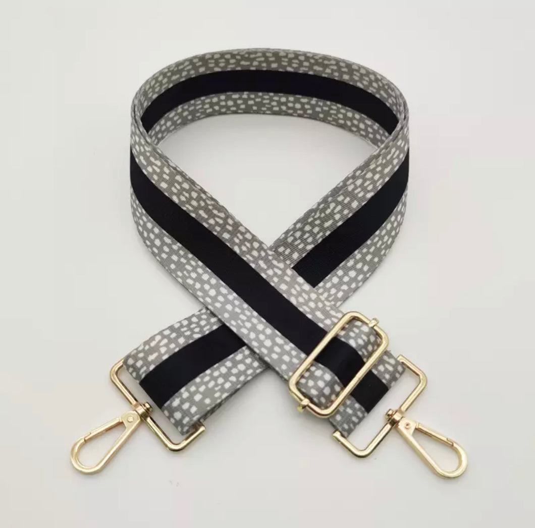 HS018 Black Stripe Strap with Grey Print Gold Fittings)
