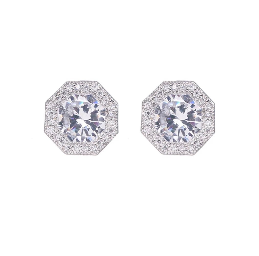 Octagonal Stone set Earrings