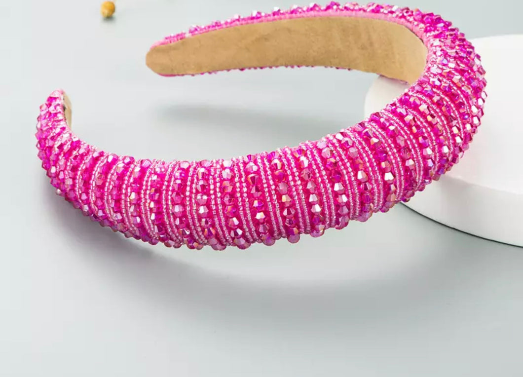 Fuchsia Pink Rhinestone Hairband
