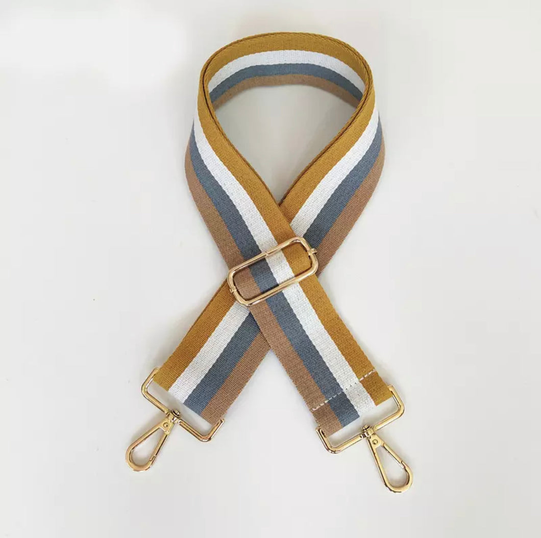 HS004 Mustard/Grey/Beige/white striped Strap (Gold Fittings)