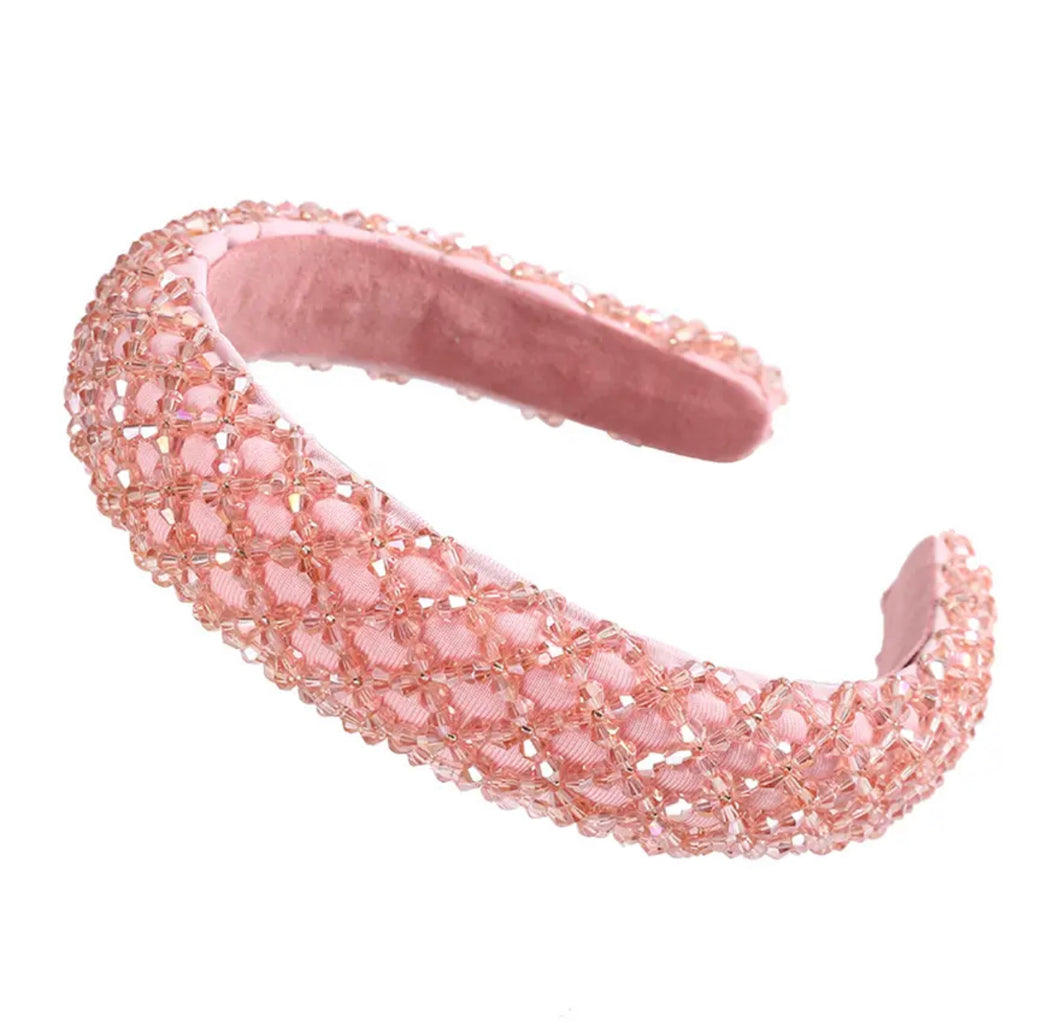 Pink beaded Crystal Hairband