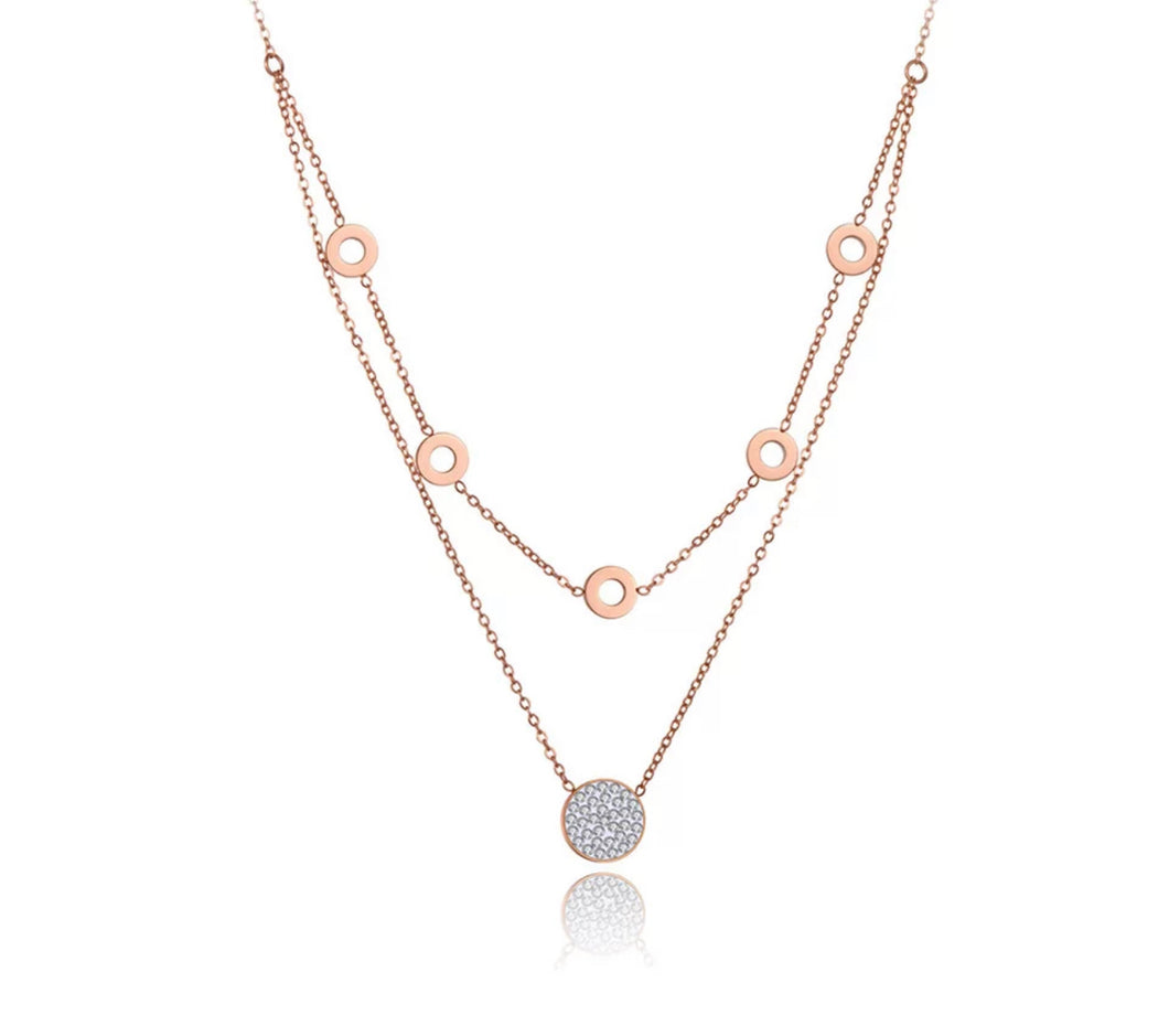 Rose gold Double Layer Pendant & circle