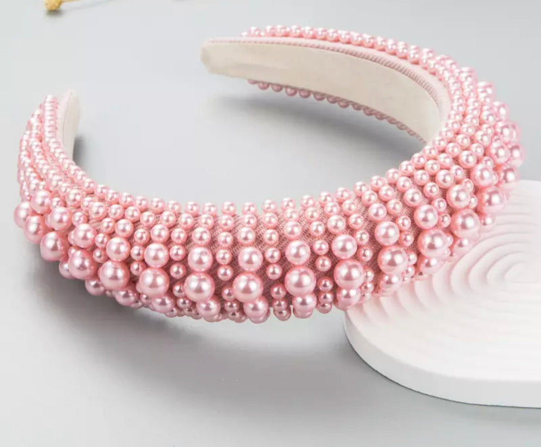 Pink Pearl Beaded Headband