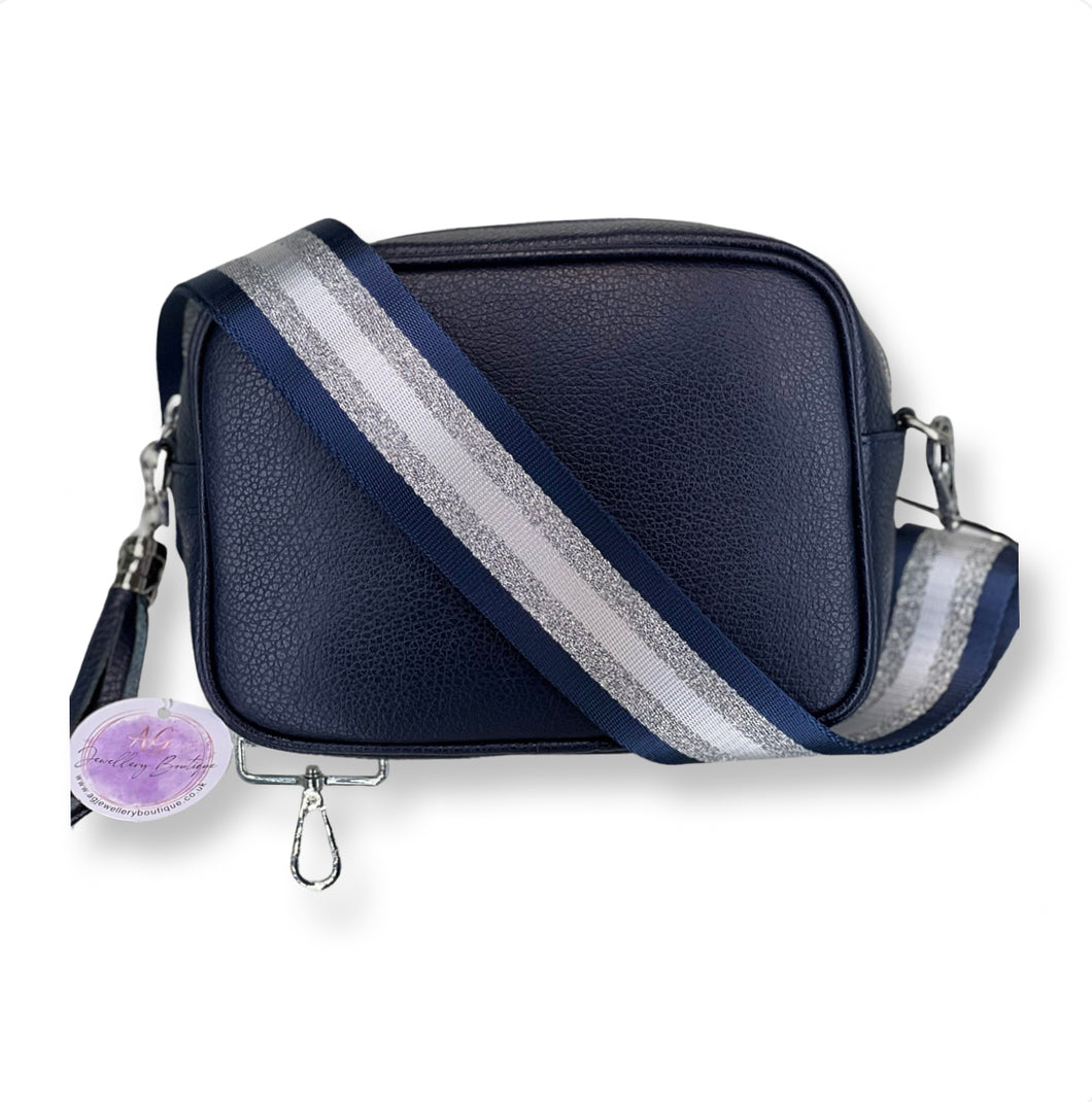 Real Leather Navy Crossbody bag with strap