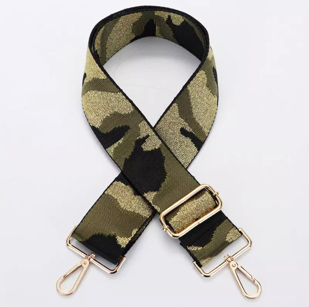 HS035 (Pre Order) Camouflage Green Black Print Strap (Gold Fittings)