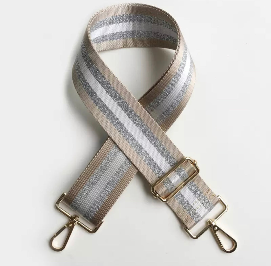 HS025 Beige & Silver Striped Strap (Gold Fittings)